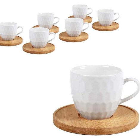Set 6 Tazzine Tazze da Caffè con Piattino in Bamboo (1/2)