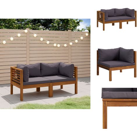 Gartenmöbel-Sets - Living 2-Sitzer-Gartensofa mit Kissen Massivholz Akazie (1/5)