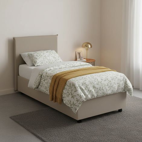 Talamo Italia Einzelbett Brigida, Containerbett mit Kunstlederbezug, 100% Made in Italy, Frontöffnung, passend für Matratze Cm 80x190, Turteltaube (1/4)