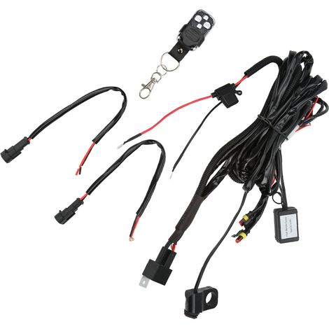 Kit de faisceau électrique LED 12V avec interrupteur et télécommande pour phares, projecteurs tout-terrain moto et quad (1/5)
