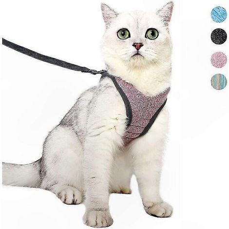 Ultraleichtes Katzen- und Kätzchengeschirr mit Leine, weiche und bequeme Laufweste, ausbruchsicheres Modell für Welpen und Kaninchen (Rosa, Größe M) (1/5)