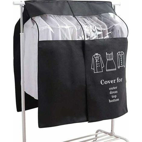Housse de Protection Poussière Universelle pour Vêtements 90x110cm Noir (1/4)
