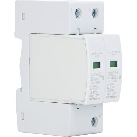 Dispositif de protection contre les surtensions 80 kA, protecteur de tension domestique, indication de défaut à réponse rapide, parafoudre 2P 275 V (1/5)