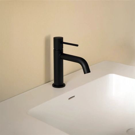 Exagonshop Rubinetto lavabo monocomando nero opaco Hidden