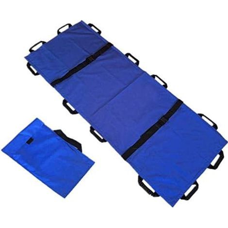 Portable Folding Flat Emergency Rescue Stretcher, Thick Canvas, 12 Handles, Soft Home First Aid Medical Stretcher with Handbag for Hospitals and Ambulances (1/2)