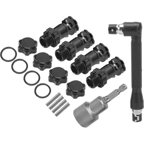 SJLERST Jeu de clés à cliquet，Adaptateur hexagonal de 17 mm pour extension de voiture de contrôleur 1/8 RC vers jeu de clés à douille de 29 mm noir (1/5)