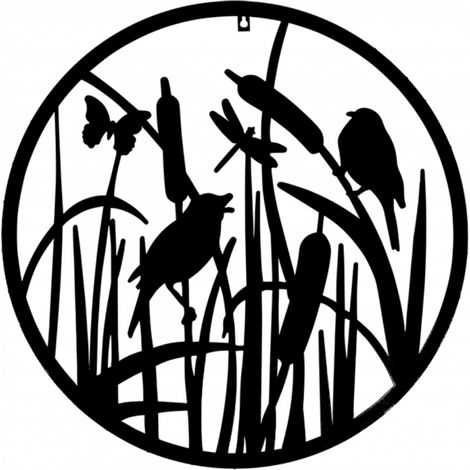 Décoration murale ronde - Oiseaux - D 60,3 cm - Noir - Livraison gratuite