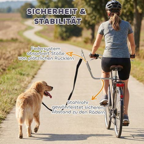 Laisse de vélo pour chien avec amortisseurs, sangle réglable amovible, attache rapide pour entraînement et jogging, argent+noir (1/5)