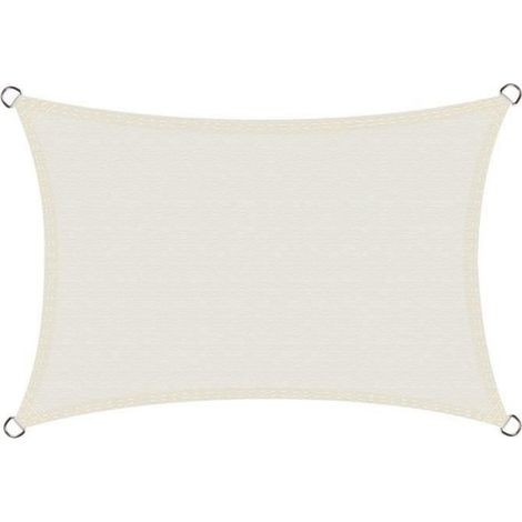 Voile d'ombrage Cool Area - Rectangulaire 2x3m - Imperméable et résistant - Protection anti-UV - Crème (1/4)