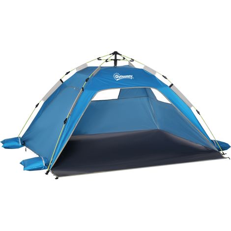 Tente de plage pliante 2 personnes anti-UV facile à installer 220 x 173 x 120 cm bleu ciel
