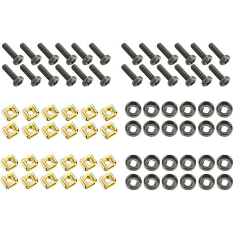 19" Parts 5928 M24 AH - Lot de 24 vis M6 x 20 mm avec écrou cage et rondelle déformable en sachet