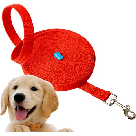 Longe pour Chien, Laisse Chiens, 1.5m / 3m / 5m / 10m / 15m, pour Chien de Petites à Grandes Taille (5 M, Rouge) (1/5)