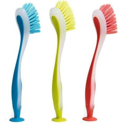 [JAMAIS UTILISÉ] Brosse à Vaisselle, tête Ronde, Lot de 3 pièces en différents Couleurs (1/4)