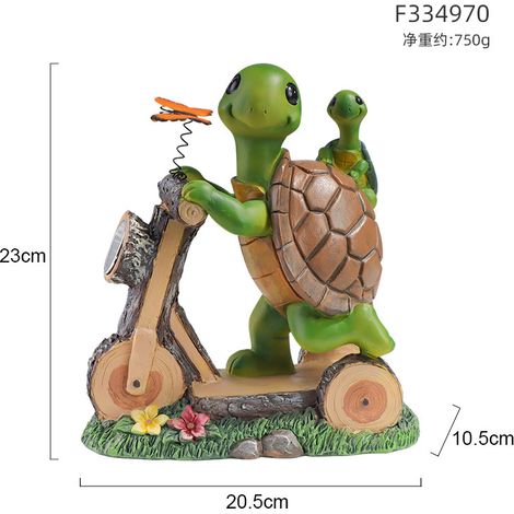 Lámpara solar de resina con forma de tortuga en bicicleta, luz nocturna para el patio, bonita decoración de tortuga y mariposa, decoración para jardín o patio F334970 (1/5)