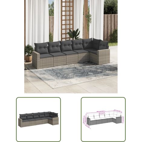The Living Store 6-tlg. Garten-Sofagarnitur mit Kissen Grau Poly Rattan - Gartensofas - Outdoor Möbel - Gartenmöbel Set - Rattan Sofa - Polyethylen Furniture (1/3)