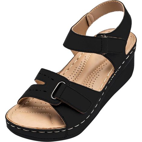 Sandalias cómodas con tiras para mujer y niña - Zapatos casuales de verano para mujer, Negro, EU 39.5 (1/5)