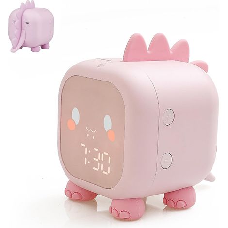Réveil Enfants Fille Garcons LED Numerique Lampe Réveil, Dinosaure Réveil Numérique Volume Réglable Minuterie Veilleuse Snooze Réveil en USB Charge (1/5)