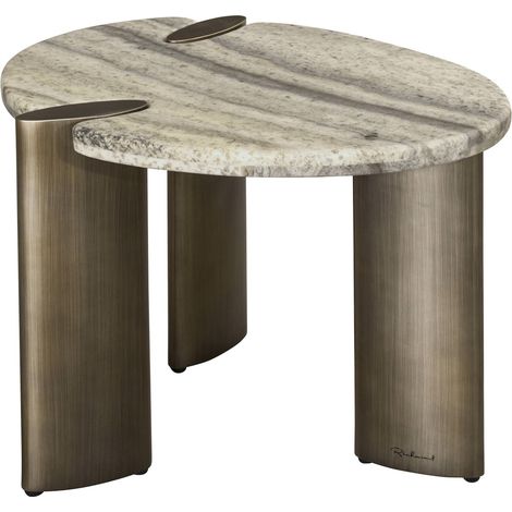 Table d'appoint en travertin gris - gris travertin et bronze patiné (1/5)