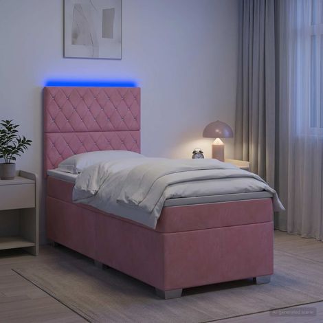 vidaXL Lit boxspring avec matelas Rose 100 x 200 cm Velours (1/5)