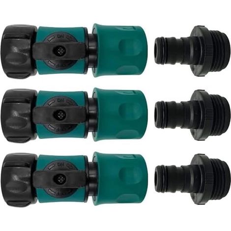 Connecteur Rapide pour Tuyau d'arrosage avec vanne d'arrêt, raccords à Connexion Rapide 3/4" avec vanne à Bille, adaptateurs à Connexion Facile et à dégagement Rapide