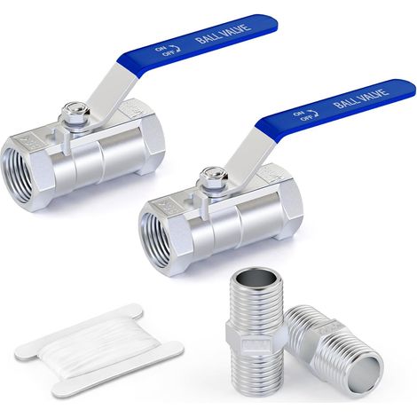2 Pièces Kit Vanne à Boisseau Inox 304 Monobloc 1/2" BSP (1/5)