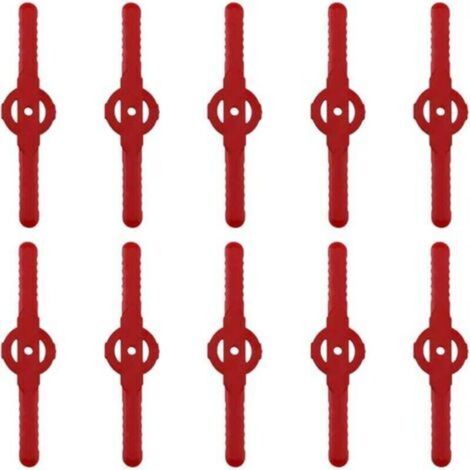 Lames de rechange pour tondeuse à gazon, 10 pièces, accessoires de jardin, lames de rechange en plastique, petit trou de 5 mm, pour tondeuse à gazon sans fil (rouge)