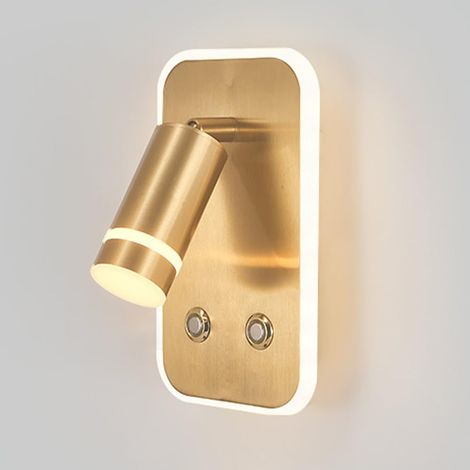 Lámpara de pared LED de 3W+6W, lámpara de lectura de cabecera con interruptor, atenuación continua, 3 modos de color (1/5)