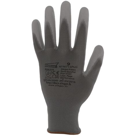 Gant Paume Enduite Pu Gris - Cnym713pug - T11 (paire Sous Cavalier) (1/2)