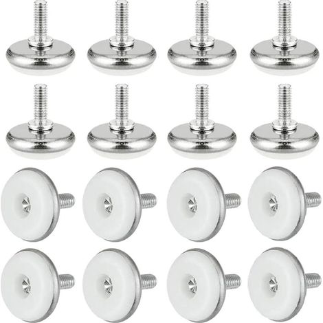 Pied De Nivellement Pour Meuble - M6 - Hauteur Réglable 15 À 30 mm - En Plastique Et Métal - Blanc - Lot De 30