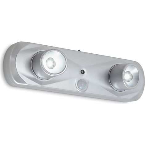 BRILONER TERYA LED Nachtlicht, Bewegungsmelder, Batteriebetrieben, Reichweite 3m, silberfarbig, 18,6 x 5,1 x 5,5 cm