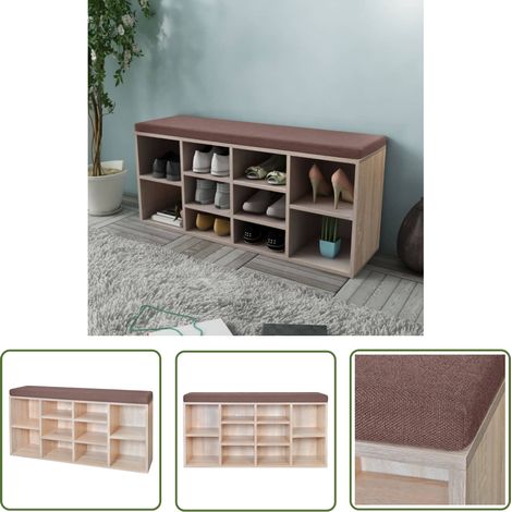 Schuhschrank Schuhbank Sitzbank 10 Fächer Eichefarbe - Schuhschrank - Schuhbank - Sitzbank - Eichenholz - Möbel (1/5)