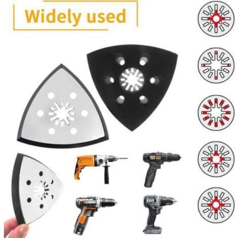 4 Pièces Patin Ponceuse Triangulaire, 88mm Plateau de Ponçage, Accessoire Outil Multifonction avec 24 Feuilles Femeo (1/5)