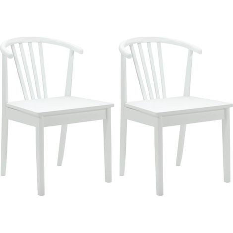 Chaise de salle à manger 2 pcs Blanc Bois de caoutchouc massif (1/5)