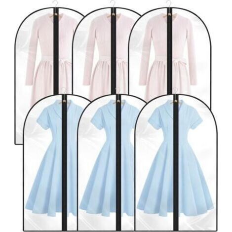 6PCS Housses de Vêtements,Housse Vetements à Suspendre Anti Poussière,Transparents Housse Vetements à Suspendre avce Zip,Protection pour Chemise Costumes,Manteau, Robes etc(60 100,Noir) (1/5)