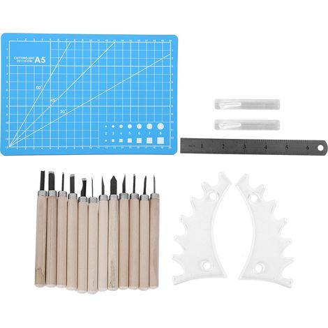 Ensemble de 12 outils de sculpture sur bois en acier au manganèse, outil à main professionnel pour le travail du bois, support D1 (1/5)