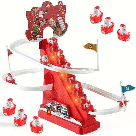 Toboggan électrique avec échelle et mini-voiture, thème Père Noël, jouet éducatif et puzzle (1/5)