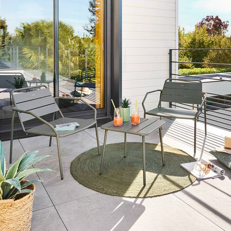 Table basse de jardin Phuket 45x45cm vert laurier - Hespéride (1/5)