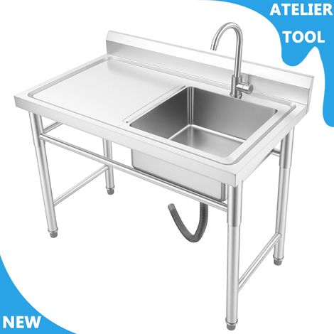 ATELIER 201 lavabo en acier inoxydable indépendant 1006093cm Pour cuisine, restaurant, blanchisserie, magasin (1/5)