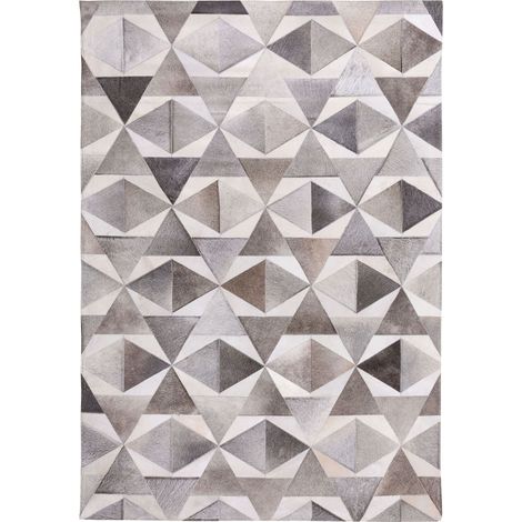 Teppich ALAKA Grau 160 x 230 cm Echtleder