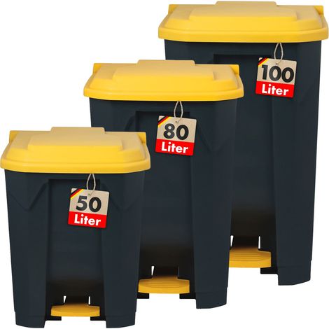 Floordirekt – Poubelle à pédale 80L – Système Step-On sans contact – Anti-odeurs – Plastique robuste – Dimensions 49,3 x 43 x 71 cm – Tri sélectif