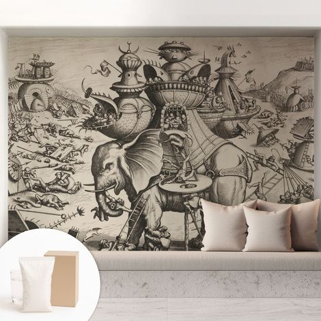 Carta Da Parati - Murale Alla Moda Decorazione - Camera Da Letto - Con Colla Gratuita Una battaglia grottesca 208x146 cm (1/5)