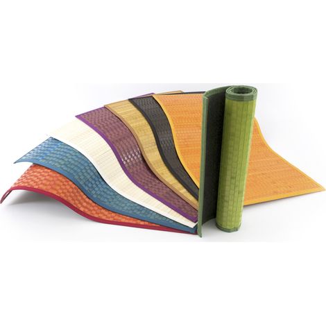 Tappeto Bamboo Antiscivolo In Tinta Unita Cucina Salotto, misura55x95coloreRosso (1/2)