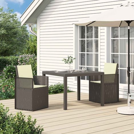 Sillas de comedor de jardín 2 pcs Gris Claro y Crema PP