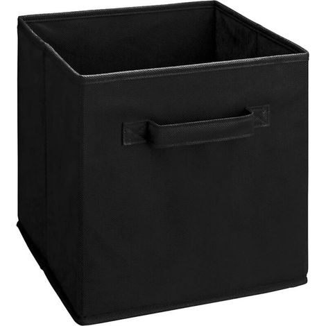 Boîte de rangement pliable en tissu noir, 30 cm de large x 30 cm de long x 30 cm de haut, sans couvercle, type tiroir, 1 pièce (1/4)