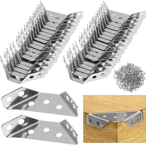 Lot de 35 Connecteurs D'angle en Acier Inoxydable - Equerres de Fixation avec Vis M4, Antirouille et Anti-rayures (1/5)