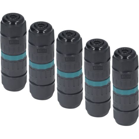 Lot de 5 connecteurs étanches M20 3 broches 9-12 mm à connexion rapide pour usage extérieur (1/5)