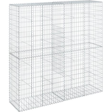 Gabbione a Cesto Muro di Sostegno con Copertura 200 x 50 x 200 cm Ferro Zincato Argento 020040145