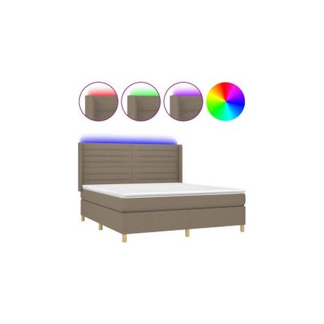 Sommier à lattes de lit matelas et LED Taupe 160x200 Tissu (1/5)