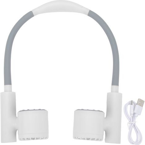 3-speed neck fan, USB charging, low noise, 2400mAh battery, foldable hose, 90-degree rotation, portable, white (1/5)