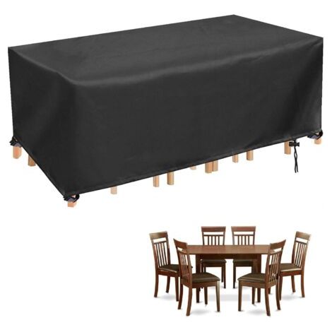 QORVA-Housse pour mobilier de jardin, Imperméable Mobilier, pour 6-8-places Table de Extérieur, 250x210x90cm, Noir (1/4)